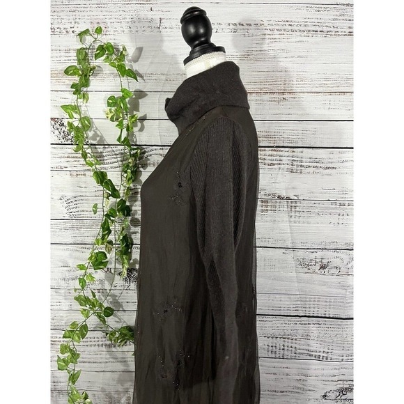 Sundance Dress sz Medium Brown Rabbit Hair Lace Sequins Knee Modest Midi Boho - Picture 10 of 14